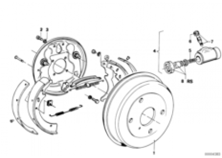 Drum brake-brake drum/wheel brake cyl.