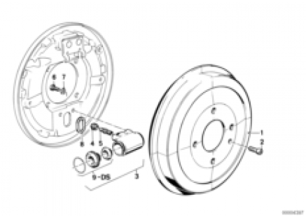 Drum brake-brake drum/wheel brake cyl.