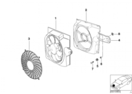 Pusher fan and mounting parts