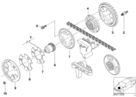 Valve train,timing chain,upper/outlet