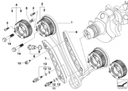Timing gear, timing chain, cyl. 1-5