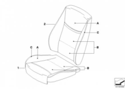 Individual uphols, base seat, front, LC