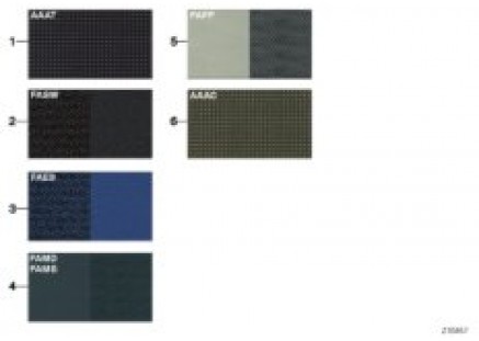 Sample page, upholstery colors, fabric