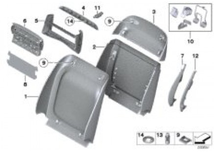 Seat, front, backrest trim covers