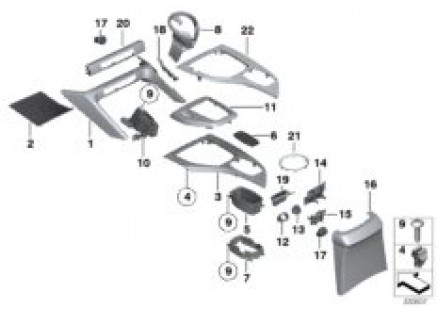 Mounting parts, center console