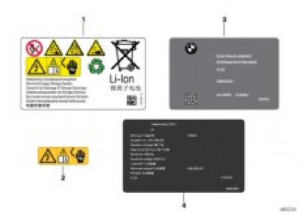 High-voltage battery notice stickers