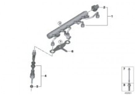 High-pressure rail/injector/bracket