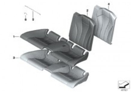 Seat, rear, upholstery and cover