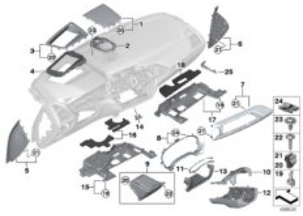 Mounting parts, instr. panel