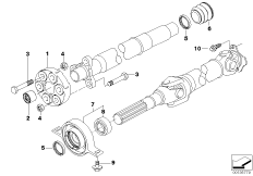 Drive shaft,univ.joint/center mounting