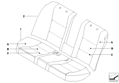 Indiv. cover for seat, rear, LC
