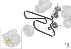 Belt drive-generator/AC/power steering