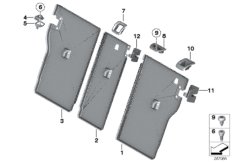 Seat, rear, seat trim covers