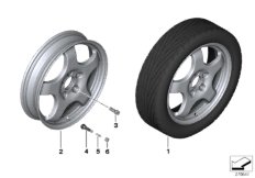 Set emergency wheel with tyre