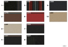 Sample chart, 'Lines' upholstery colors