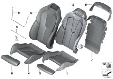 Seat, front, upholstery and cover