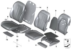 Seat, front, upholstery and cover lines