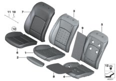 Seat, front, upholstery and cover lines