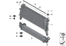 Coolant radiator mounting hardware